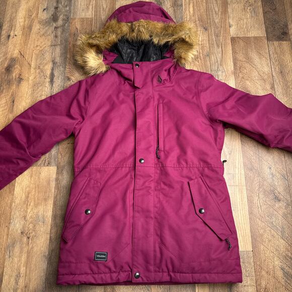 Volcom So Minty Insulated Snow Jacket Girl's Large Pink Snowboarding Hiking Ski - Picture 4 of 14